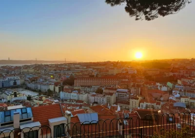 De ondergaande zon in Portugal